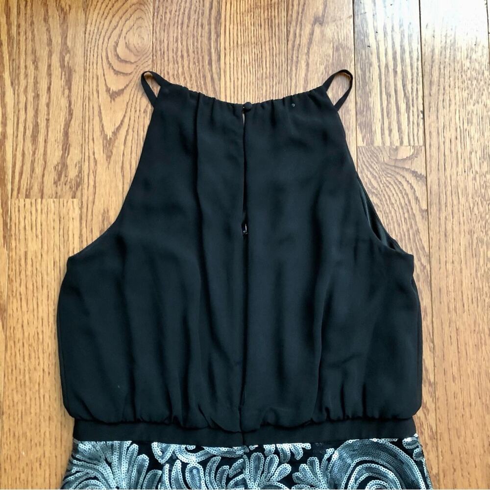 Laundry by Shelly Segal Cocktail Sequins Black Silver Dress Women’s Size 10 NWOT - Picture 7 of 11